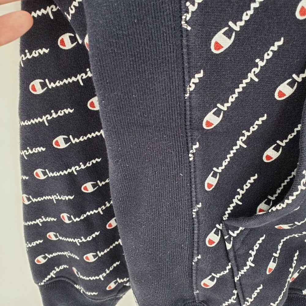 Vintage Champion Reverse Weave Hoodie All Over Print Blue XS Small Logo - Picture 4 of 9